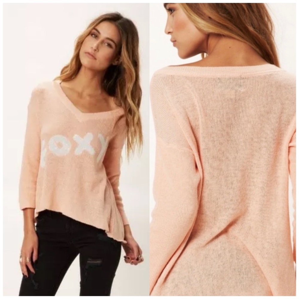 Wildfox White Label Peach Foxy Graphic Asymmetrical Sweater S